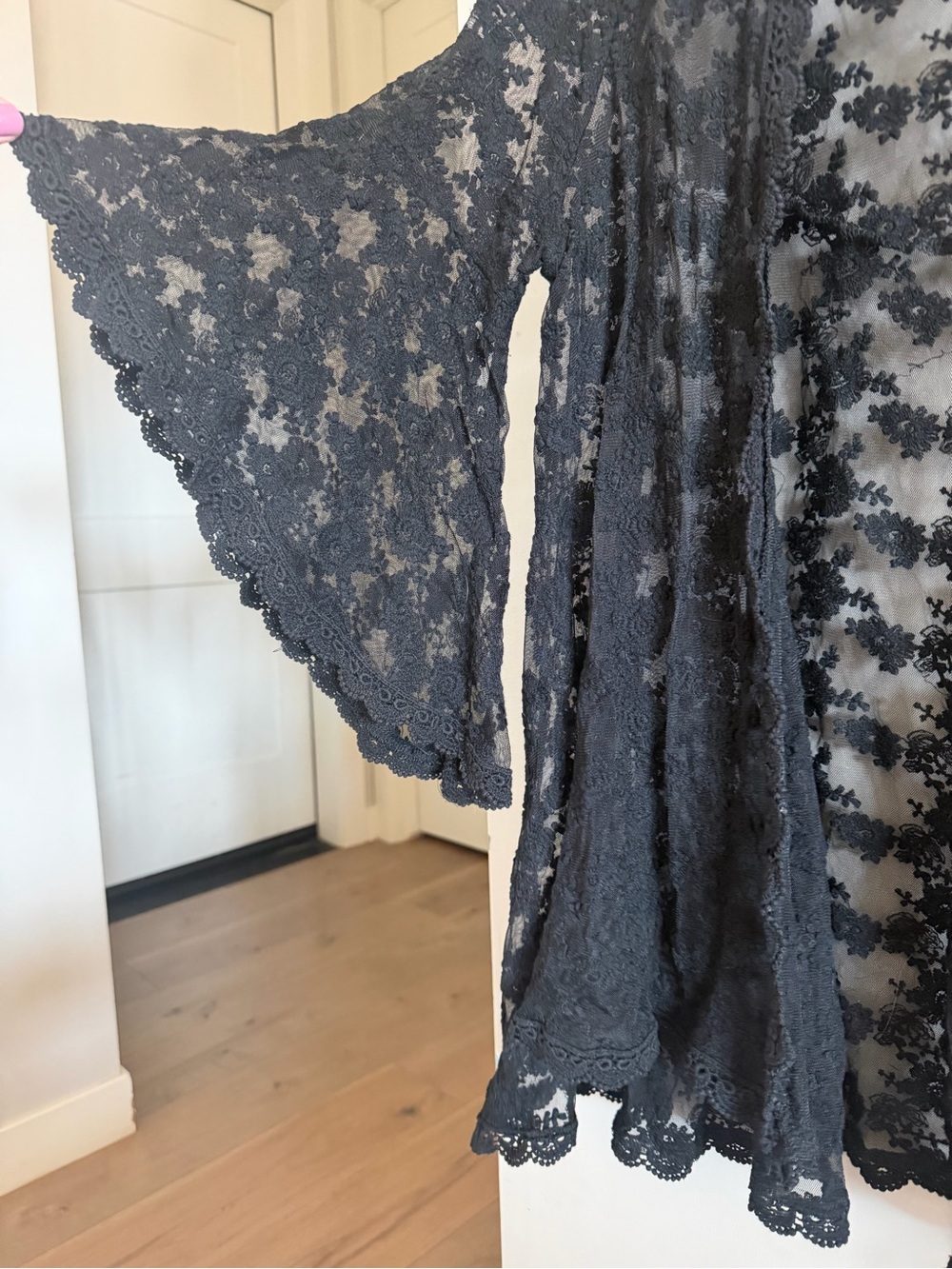 Cotton Rye Black Lace Kimono with Bell Sleeves - Picture 15 of 15